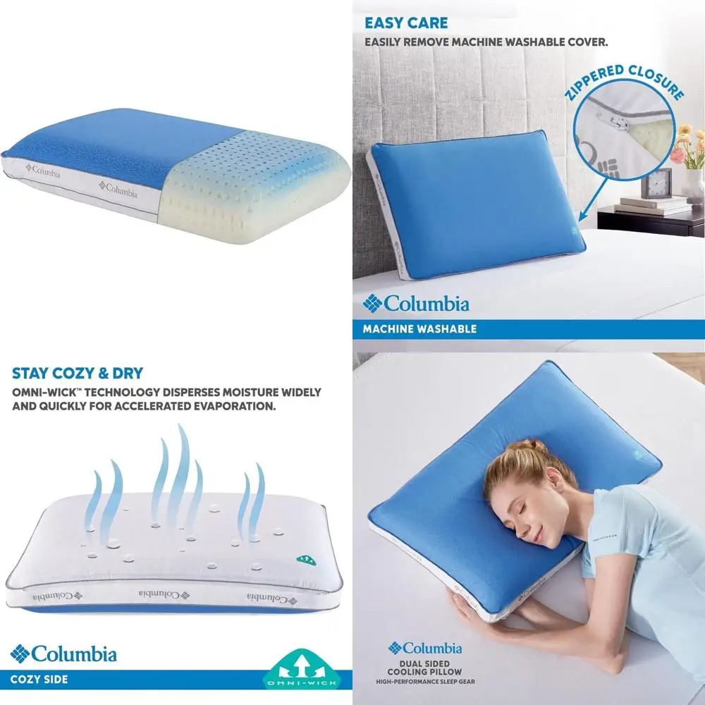 

Columbia Gel Memory Foam Pillow - Enhanced Comfort, Support, Cooling, and Breathability with Removable, Washable Cover
