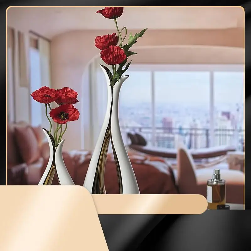 

X40A_XA-White Decorative Vases, Set Of 2,Nordic, Modern, Minimalist Design,For Home Decor, Bedroom, Weddings, Restaurant