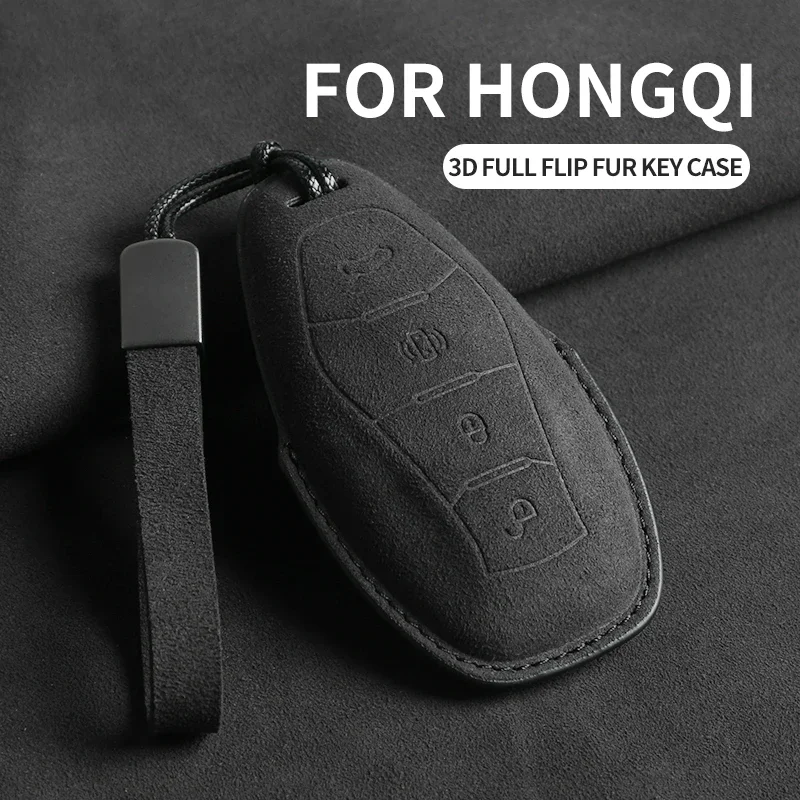 

Car Key Case Cover for FAW Hongqi H5 2021 2022 2023 2024 Hongqi H5 Suede Key Case for Car for Hongqi Keyring