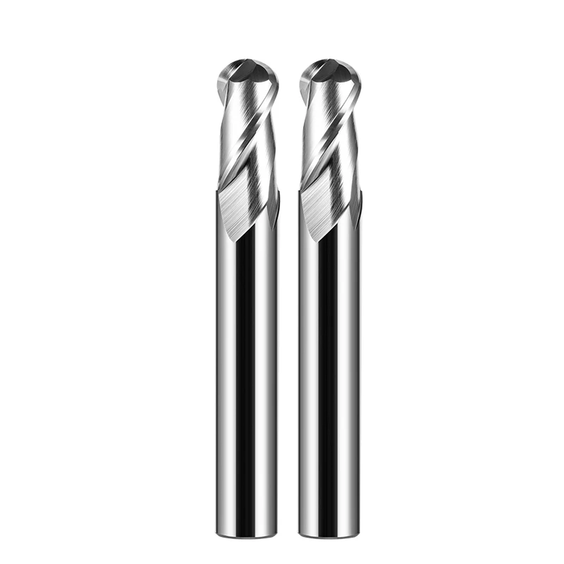 Bola nariz final moinho de carboneto de tungstênio cortador, CNC Router Bit Milling Tool, Madeira Milling Tool, R0.5, R1, 2, 3, 4, 5, 6, 7, R8, 9, R10, 2 flauta