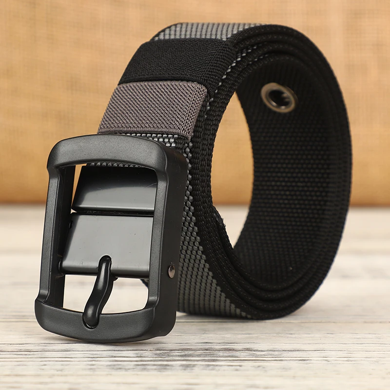 Nowy płócienny pasek do spodni męski z igłową klamrą skórzany pasek nylonowy tkany roboczy casualowy taktyczny dla młodych nastolatków studentów
