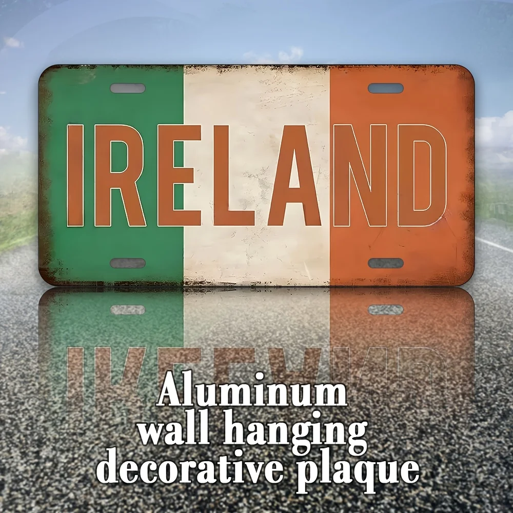 Vintage Irish Flag Metal Wall Plaque - Irish Tricolor Colors (Green, Orange, White) Lightweight Wall Art Suitable for St. Patric