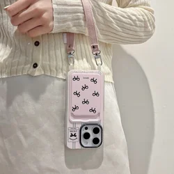 Card bag transparent hollow striped black bow phone case For iPhone 11 12 13 14 15 16 pro max