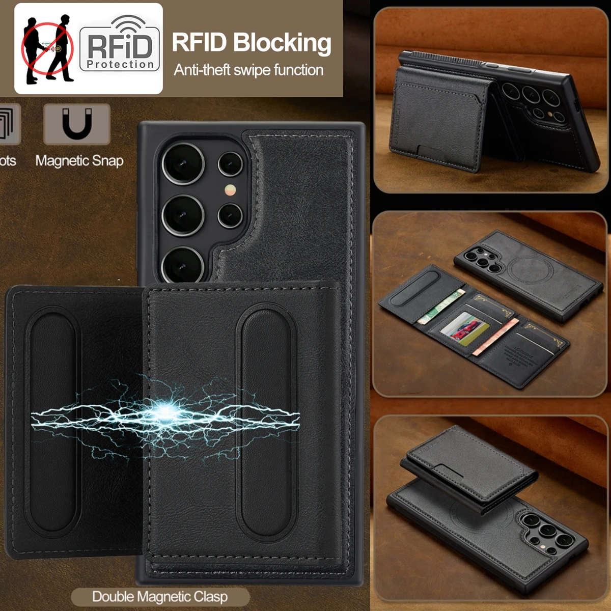 Abnehmbare 2-in-1-Hülle aus magnetischem Leder für Samsung Galaxy S26 S25 Ultra S24 FE S23 S22 S21 Plus A16 A36 A56 Card Wallet Cover