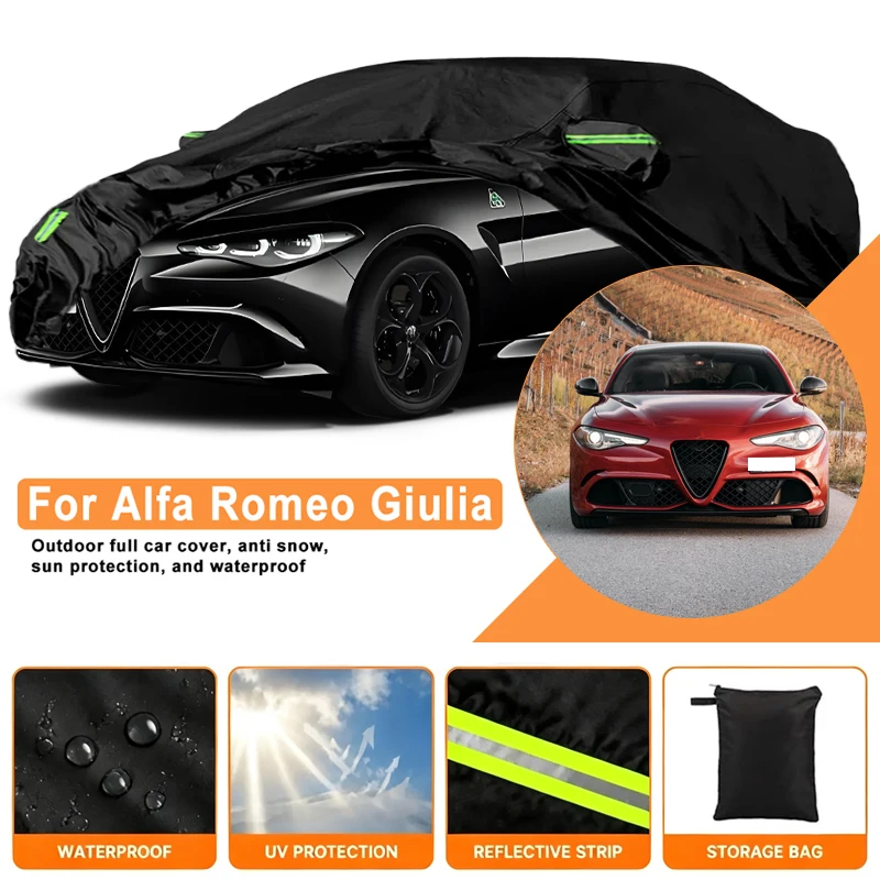 Waterproof Car Cover For Alfa Romeo Giulia Outdoor Full Car Cover Wind Sun UV Dust Rain Snow All Weather Protection