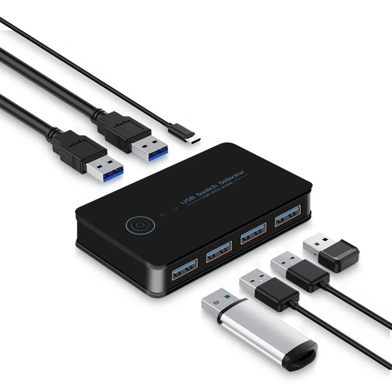 USB3.0 switch 2 in 4 out USB splitter HUB 2 computers share printer mouse keyboard U disk