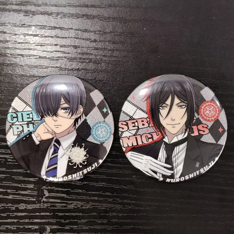 Hot Anime Black Butler Figures Sebastian Michaelis Ciel Phantomhive Cosplay Metal Badge Decor Brooch Pins Fans Christmas Gift