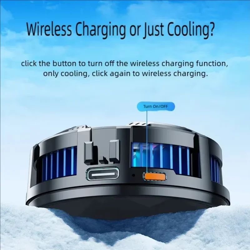 Magnetic Wireless Charger Phone Back Clip Coooler Fan Radiator RGB Light For Magsafe iPhone 16 15 14 13 12 Pro Max Fast Charging