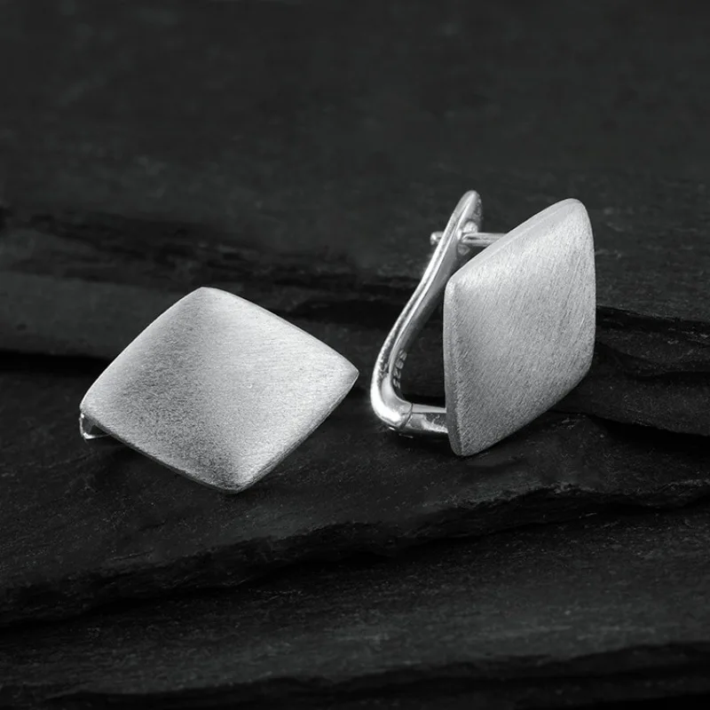 925 Silver Hoop Earrings Clip Round Matte Circle Square Star Golden Coin For Women Girl Gift Jewelry Dropshipping Wholesale