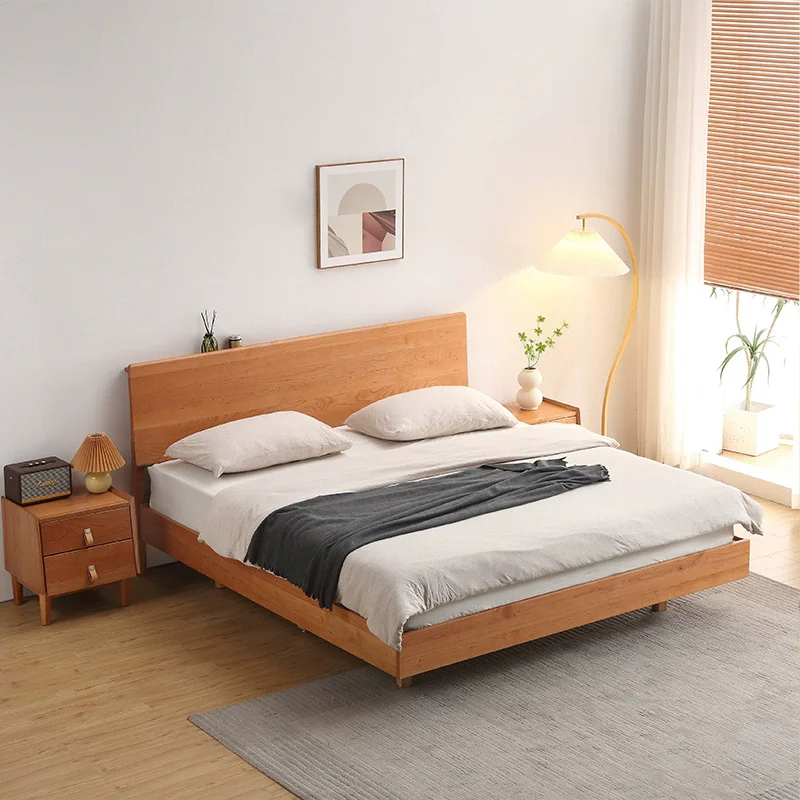 

Modern Style King-Size Wooden Double Bed Tufted Fabric Upholstered For Home & Hotel Bedroom Luxury With Storage Features