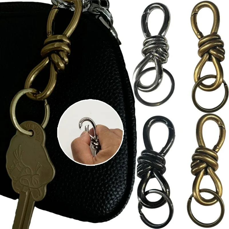 

Creative 8-Shaped Keychain Twist Knot Hardware Bag Accessory Bowknot Buckle Multi-Functional Key Ring Pendant Gifts Women Men