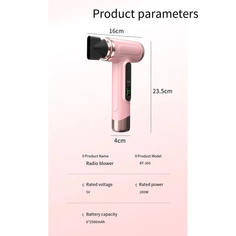 [NEW!A38F】 Portable 11.1V USB Rechargeable Wireless Hair Dryer, Cold/Hot Air& Low Noise For Dorm Use