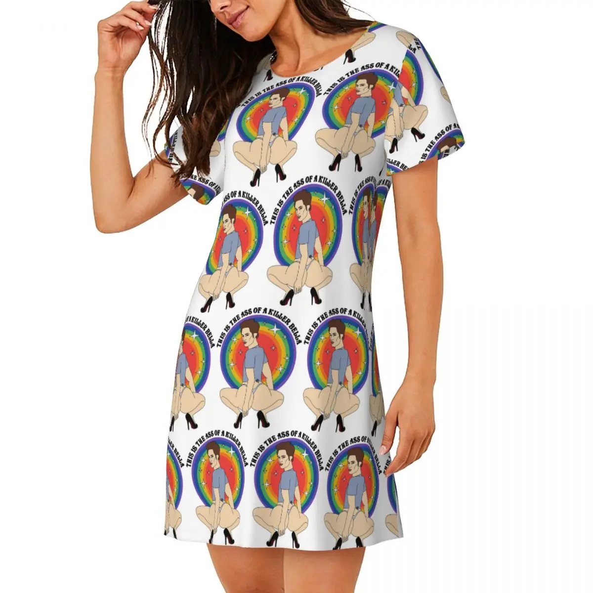 Custom This Is The Ass Of A Killer Bella Short Sleeves Nightdress For Sleeping Women Short Sleeve Nightgowns Soft Pajama Dress