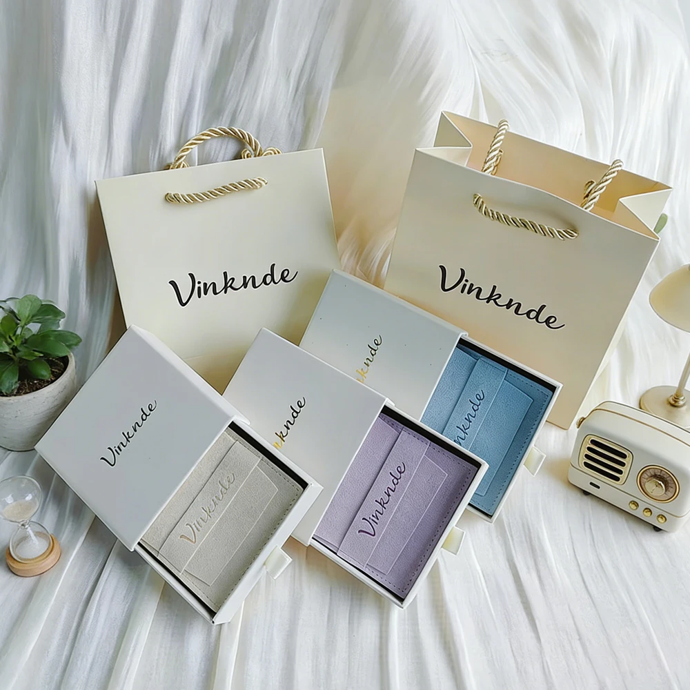 

24Pack Beige Paper Gift Tote Bags withJewelry Earrings Rings Packaging Boxes Drawer Necklaces Box Microfiber Flap Pouches Sack