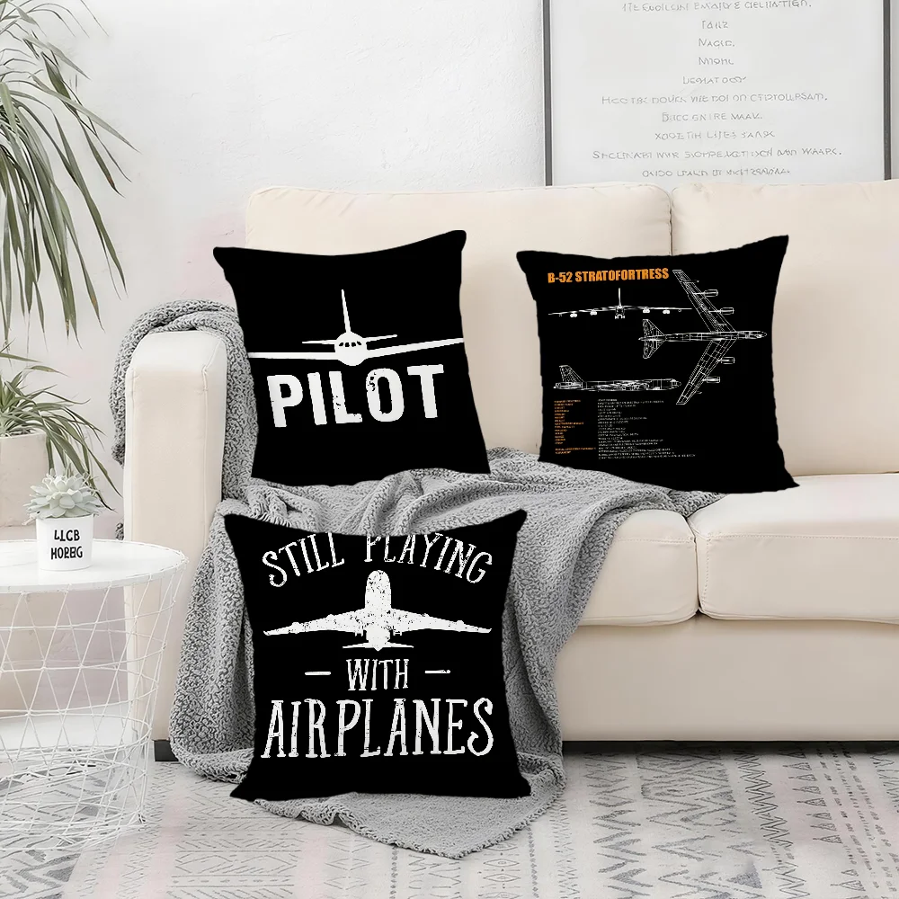 Aircraft Pilot Print Cushion Cover Bedroom Sofa Decorative Home Car Portable Cushion Cover With Zipper Soft Pillowcase