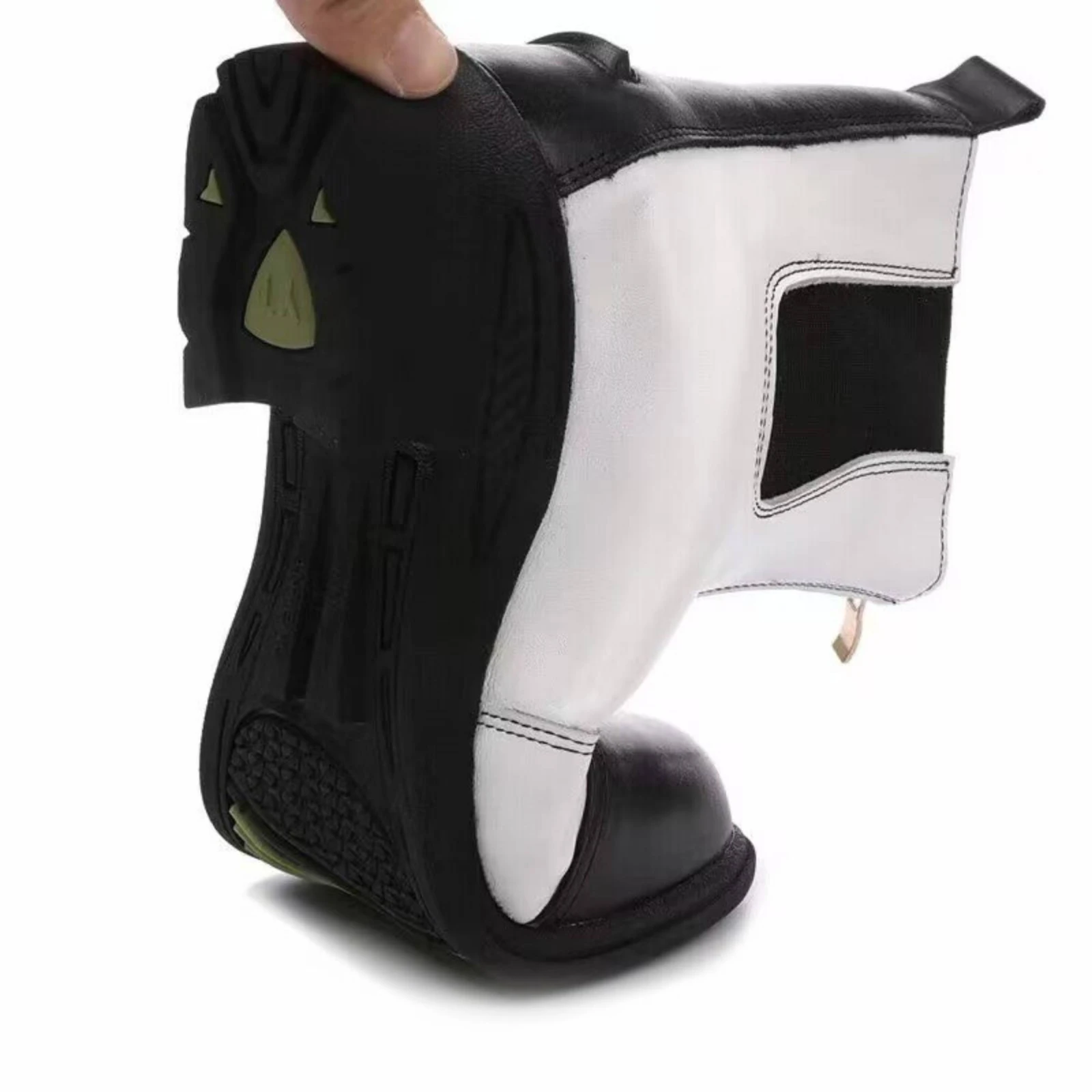 Cowhide Boots with Block Heel Colorblock Equestrian Boots with Side Zip Footwear Round Toe Short Shaft for Equestrians