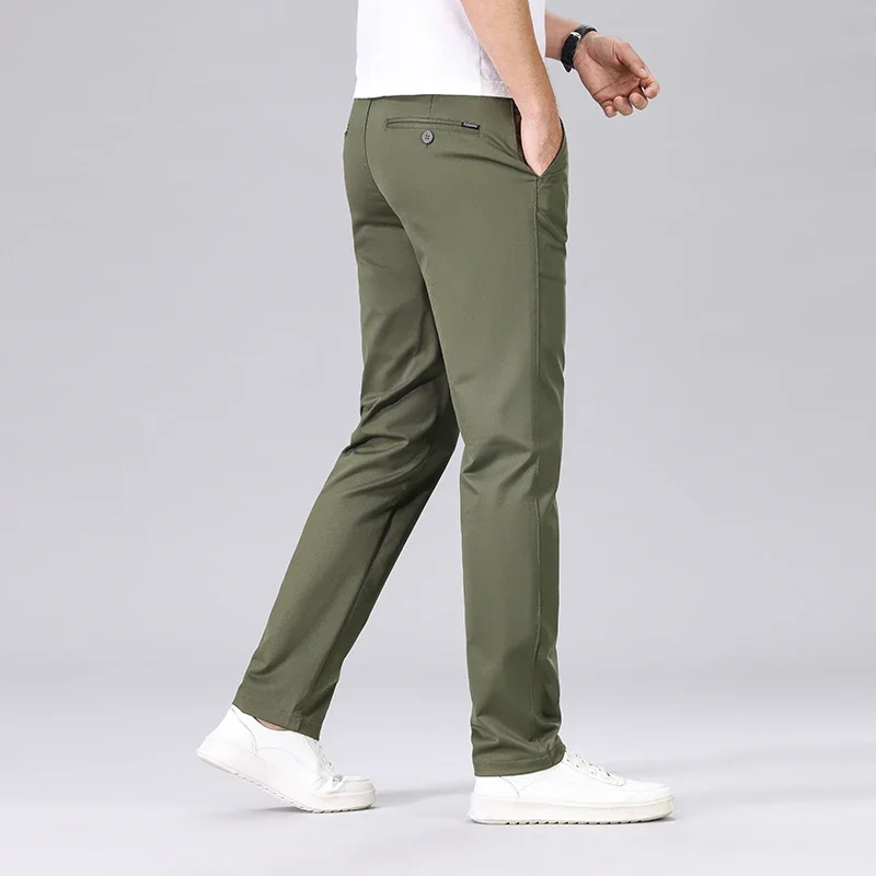 2024 Spring Men New Fashion Business Casual Suit Pants Male Elegant Slim Elastic Straight Office Trousers Plus Size 30-40