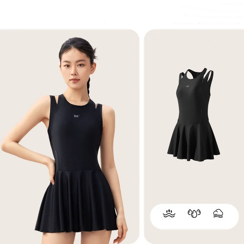 Women One Piece No Sleeve WaterProof Push Up Athletic Surfing Swim Skirts Professional Quick-Drying Sports Bathing SwimSuit