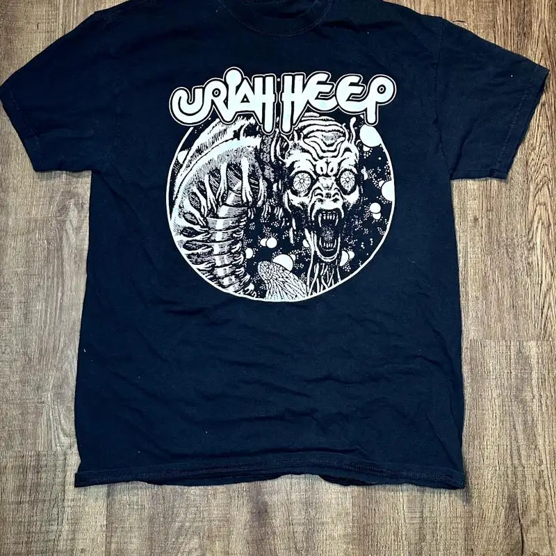 

Черная хлопковая футболка Uriah Heep Debut Album, полный размер S 5XL