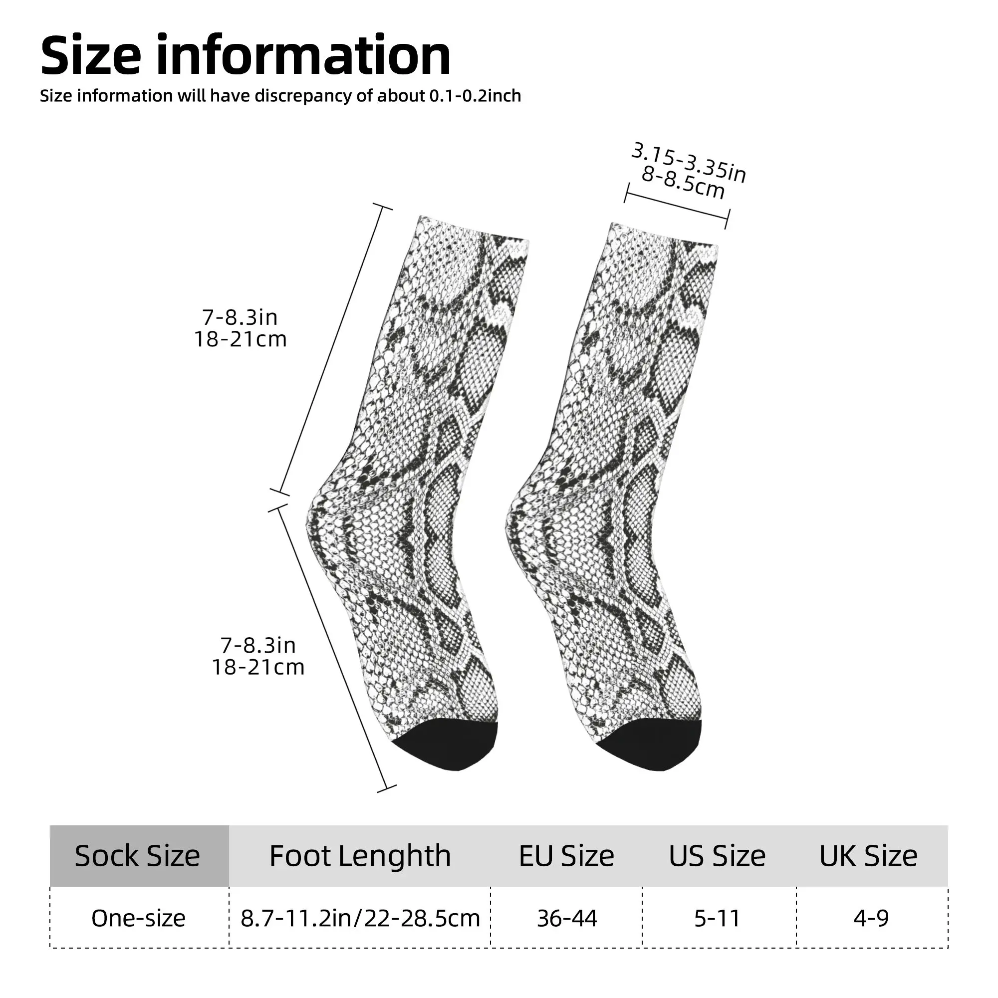 Calcetines con estampado de textura animal de piel de serpiente para hombres y mujeres calcetines cálidos con estampado 3D para deportes de baloncesto