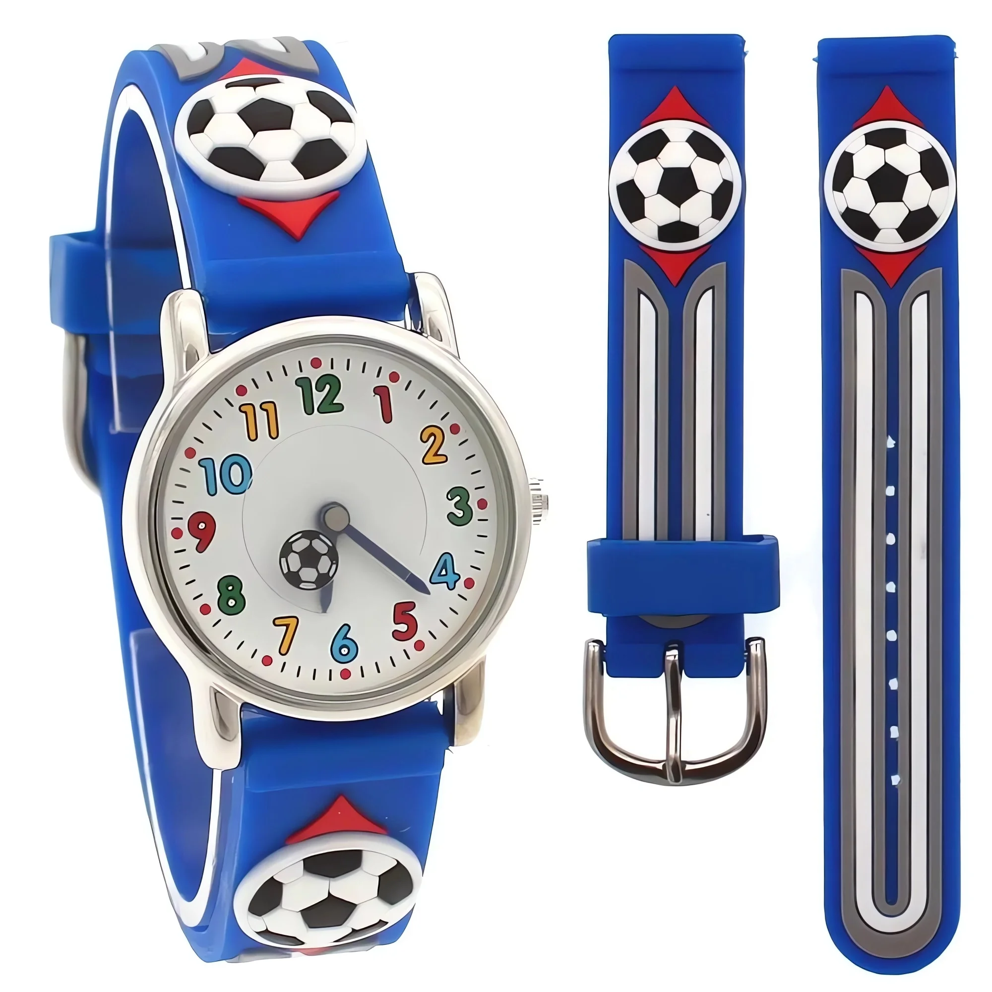 Cartoon Sports Design Kids Quartz Wristwatch with 3D Rubber Strap Fashionable Boys Students Watch