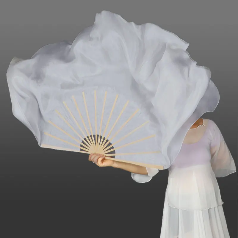 

1 Pcs Half Circle Silk Cloth Folding Fan Veils Night Club Stage Performance Props Chinese Classical Dance Belly Dance Fans