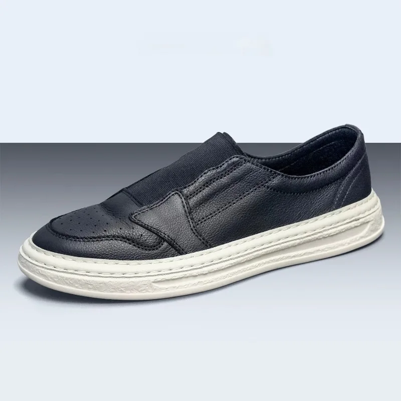 Designer Luxury Loafers Men's Casual Leather Shoes Breathable Genuine Leather Soft Bottom Slip on Sport Board Shoes Male Flats