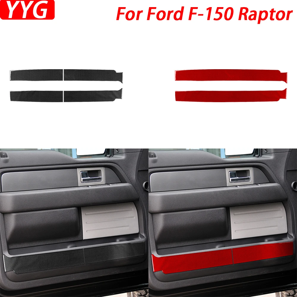 

For Ford F-150 Raptor 2009-2014 Carbon Fiber Front Door Anti-Kick Spacer Trim Cover Car Interior Decoration Accessories Sticker