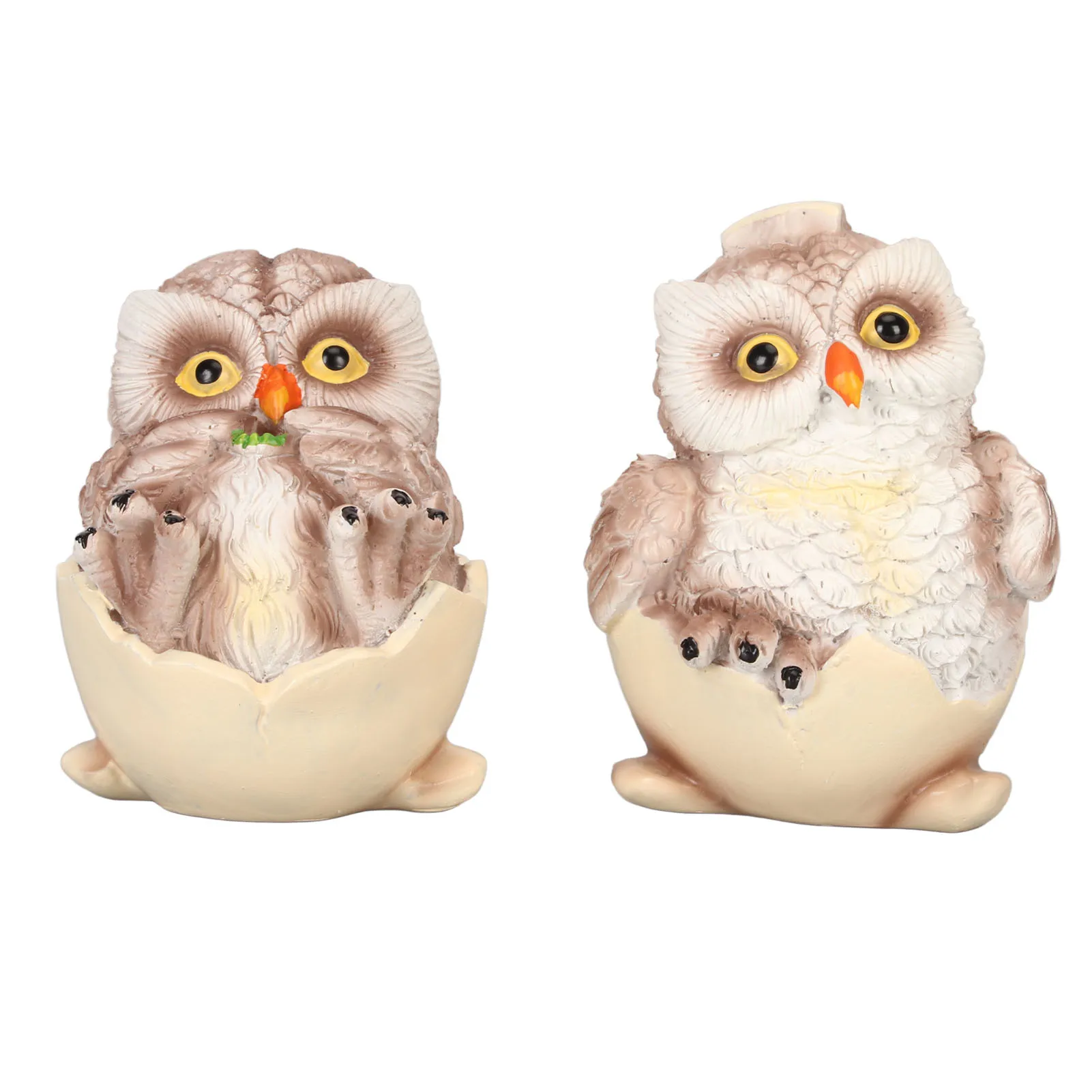 Egg Shell Owl Ornament Exquisite Lifelike Stable Base Hand Painted Cute Resin Owl Desk Decoration Compact for Home Decoration
