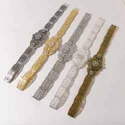 Caftan dress wedding gold and silver Metal belt for women hollow flower waist chain crystal gold color  metal belt belly chain