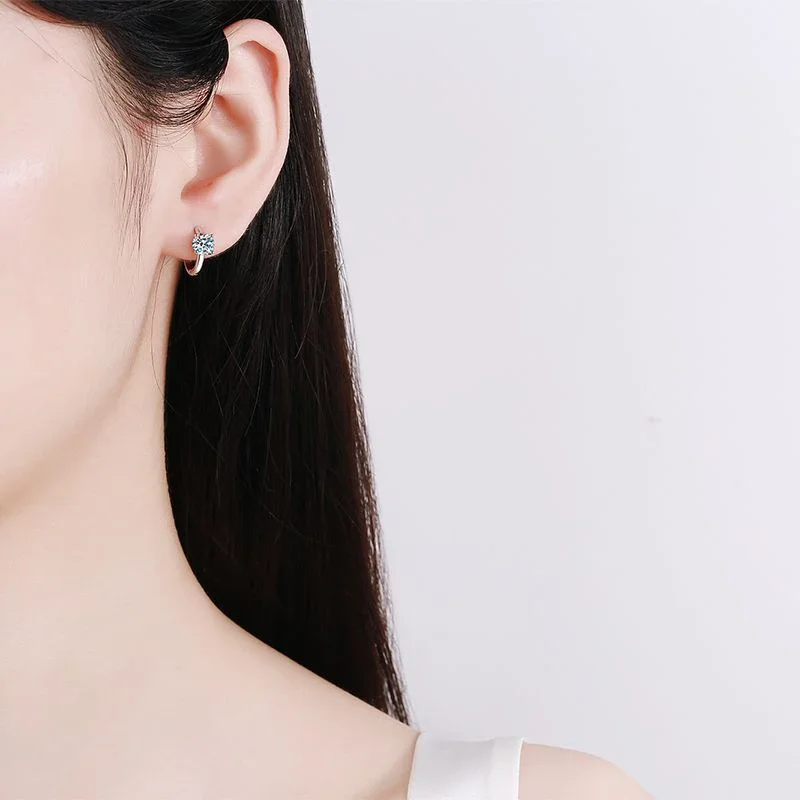 NeeTim 1ct Moissanite Hoop Earrings S925 Sterling Silver with 18k White Gold Plated Diamond Gem Earring for Women Jewelry Gifts