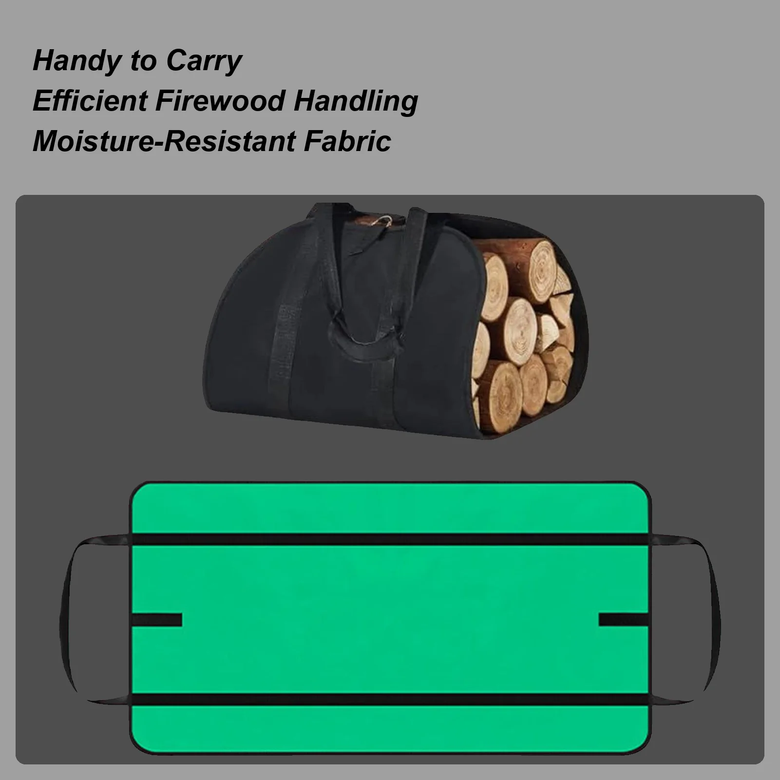 

Firewood Bag with Handles, Heavy Duty Log Carrier Tote for Fireplace Wood Stove, Indoor Outdoor Camping Woodpile Storage