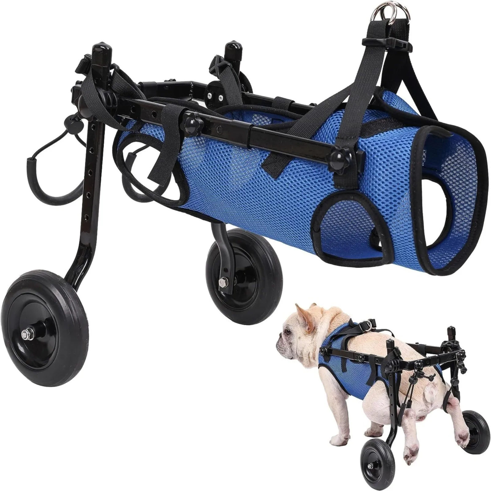 Adjustable Dog Wheelchair Small Dog Wheelchair for Back Legs Rehabilitation Walking Assistance Car Disabled Pet Dog Mobility Aid