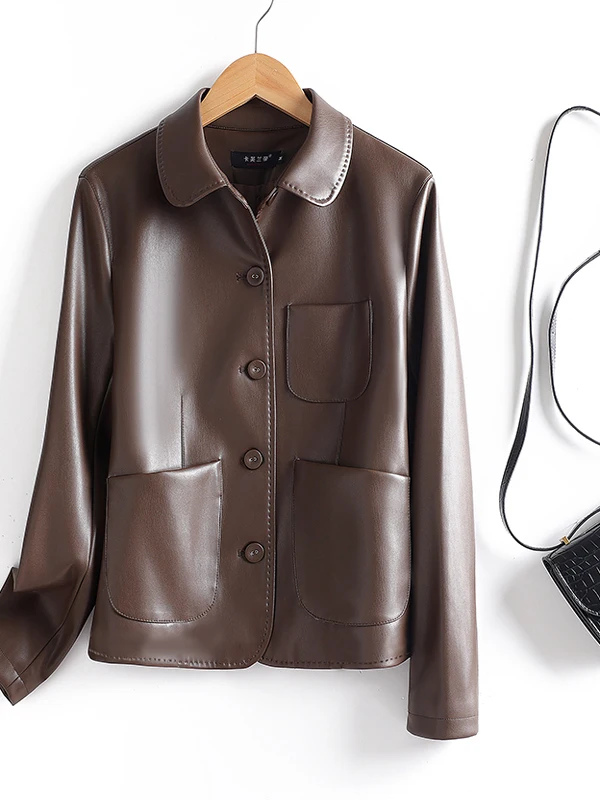   หนังแท้ Ning รองเท้าผู้หญิง รุ่น ort Sle 2025 ฤดูใบไม้ผลิ/ฤดูใบไม้ร่วง สไตล์เกาหลีใหม่ ทรงเพรียวบาง ให้ความรู้สึกหรูหรา ไซส์เล็ก S...