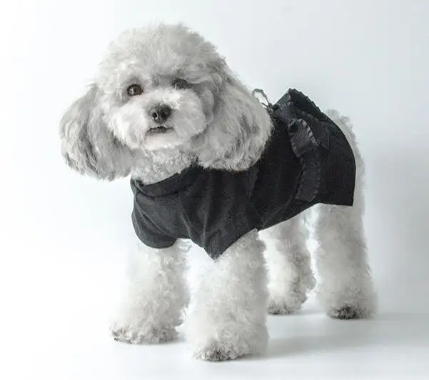 Bow pet dogs cat clothes Black T-shirt Maltese Yorkshire Bear Teddy dog vest shirt