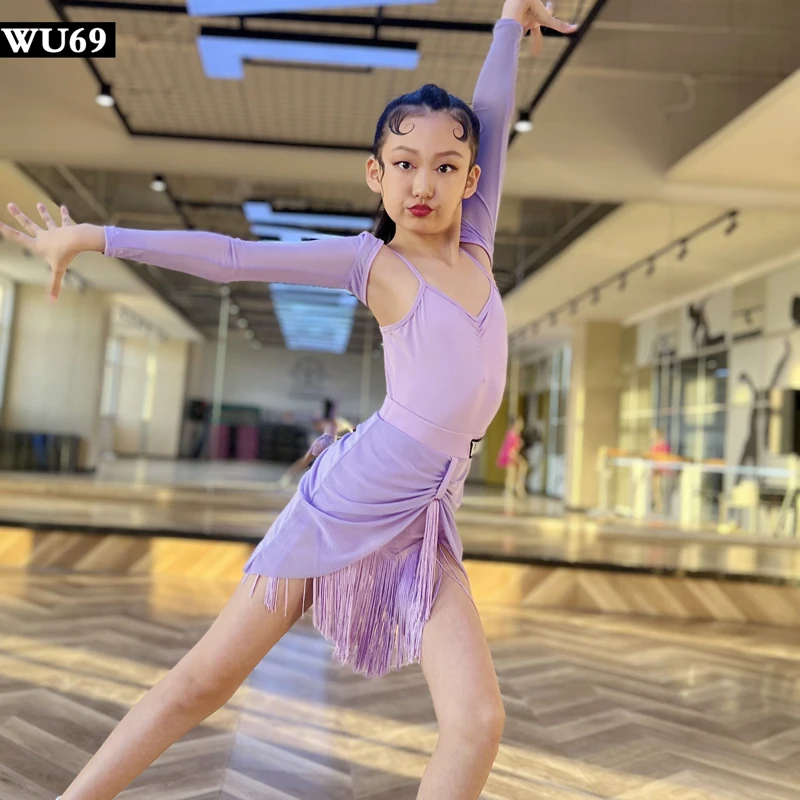 

Платье для латинских танцев с лямкой на шее для девочек, чача-самба, румба, платья для соревнований по латинским танцам, детские сценические костюмы розового цвета