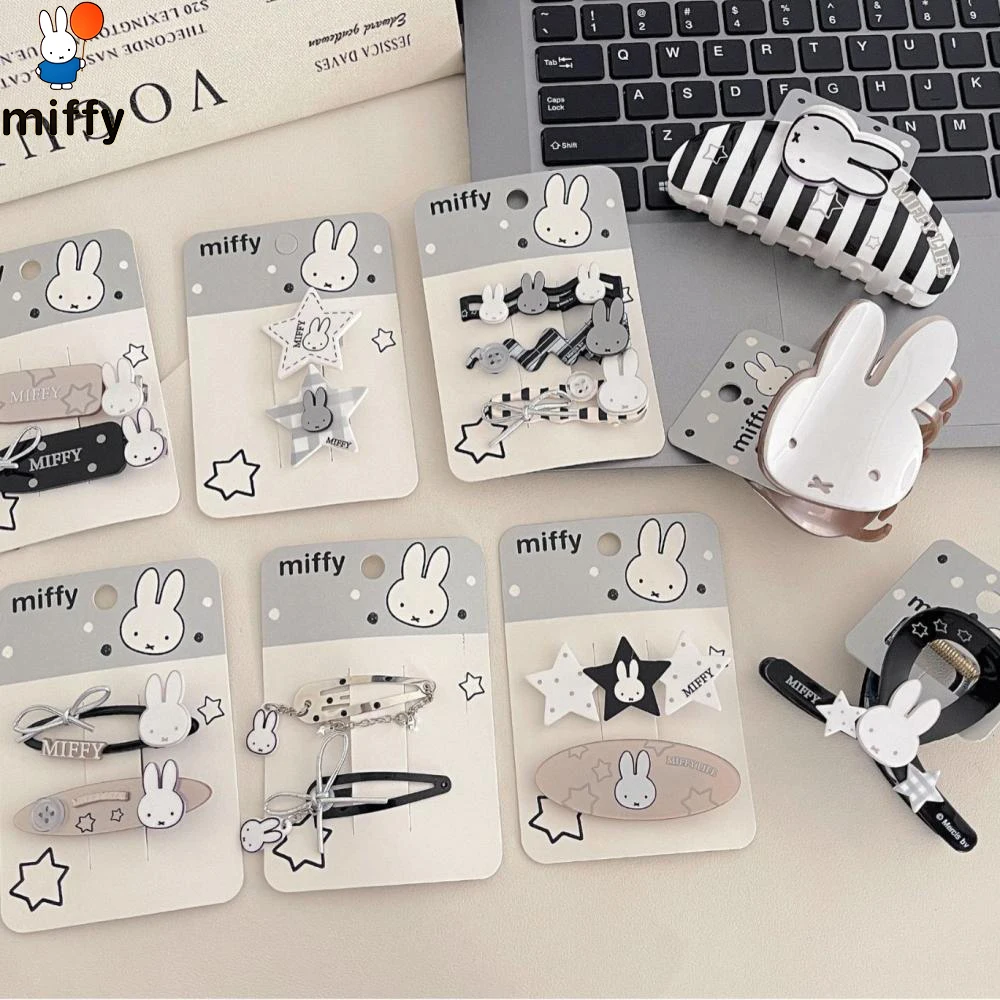 

Miffy Kawaii New Cute Hair Clip Cartoon Rabbit Simple Black White Fashionable Multifunctional Headwear for Girls Holiday Gift