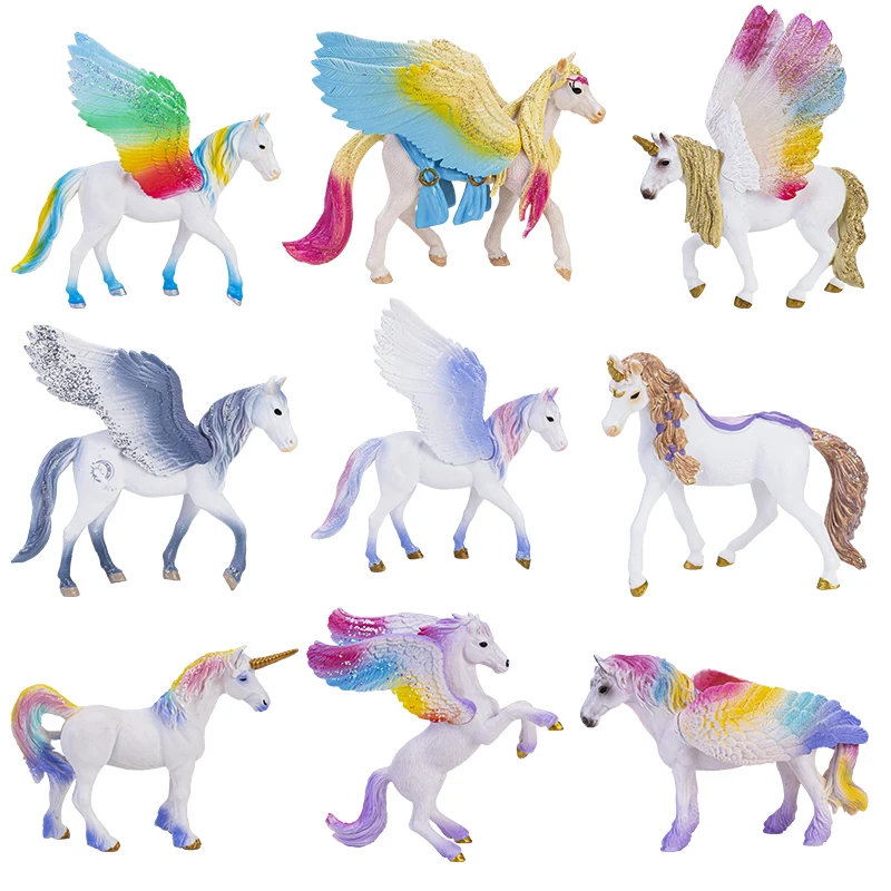 Фигурки героев мультфильма «Пегас», классические фигурки животных, радуга, единорог, ПВХ, оригинальная сказочная летящая лошадь, Детский развивающий