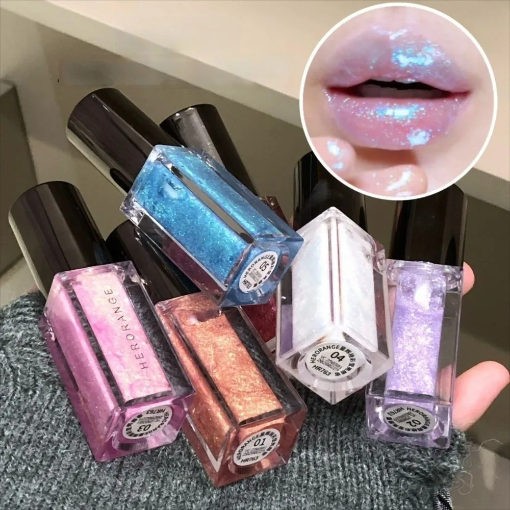 Sparkle Long-Lasting Lip Gloss Non-Fading Non-Sticky Liquid Lipstick Clear Moisturizing Lip Glaze for Women