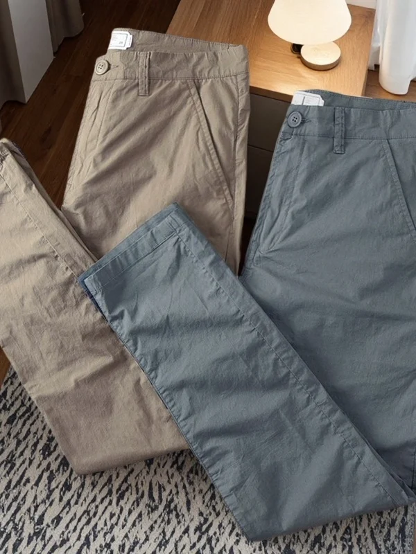 

Мужские летние повседневные брюки прямого кроя, облегающие, легкие, быстросохнущие, модные, со средней посадкой, на молнии, из хлопка, для активного отдыха