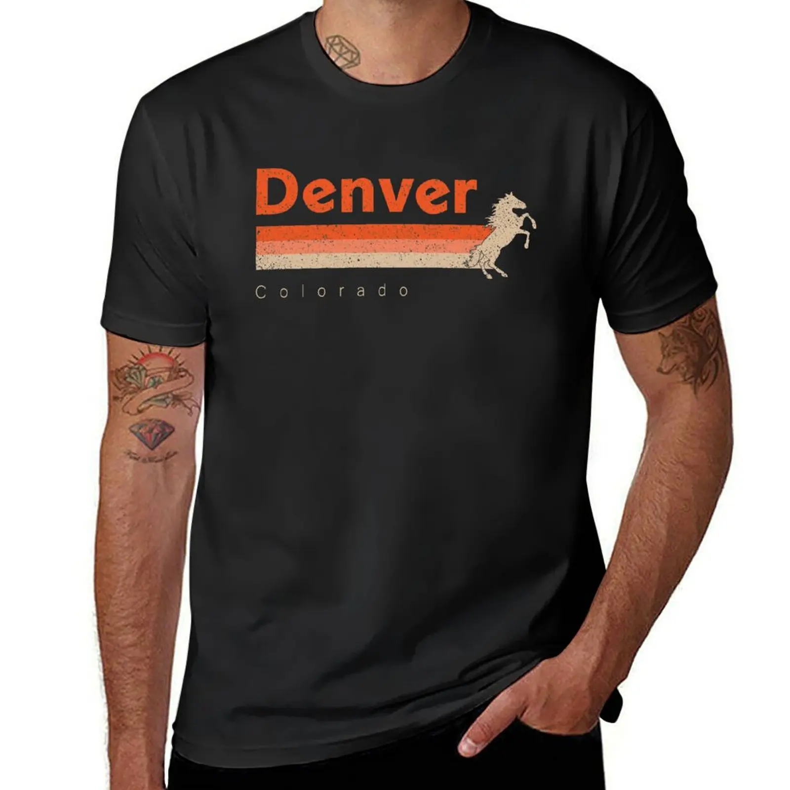 

Vintage Denver Football Retro Colorado Bronco At Gameday T-Shirt animal prinfor boys customizeds mens cotton t shirts