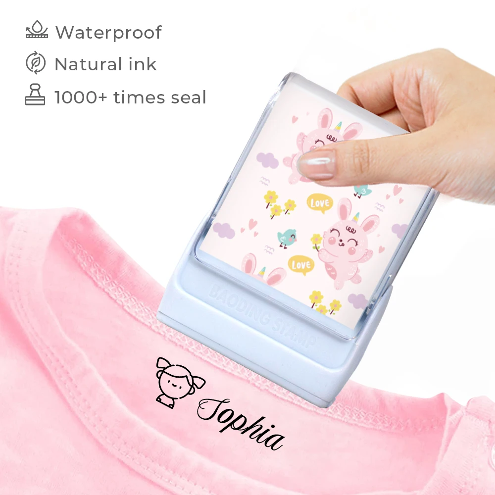 Sello de ropa de animales de dibujos animados para niños, lindo sello impermeable Kawaii, etiqueta de nombre, regalo para bebés y estudiantes