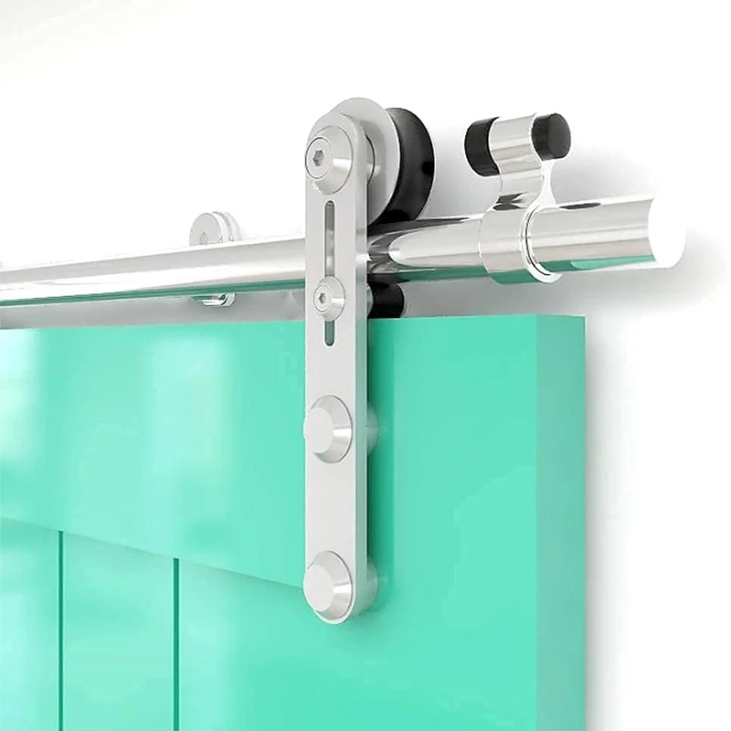 CCJH 4-6.6 ftkit binario per porta scorrevole, sistema Hardware per porta scorrevole in legno per fienile interno in acciaio inossidabile per porta singola