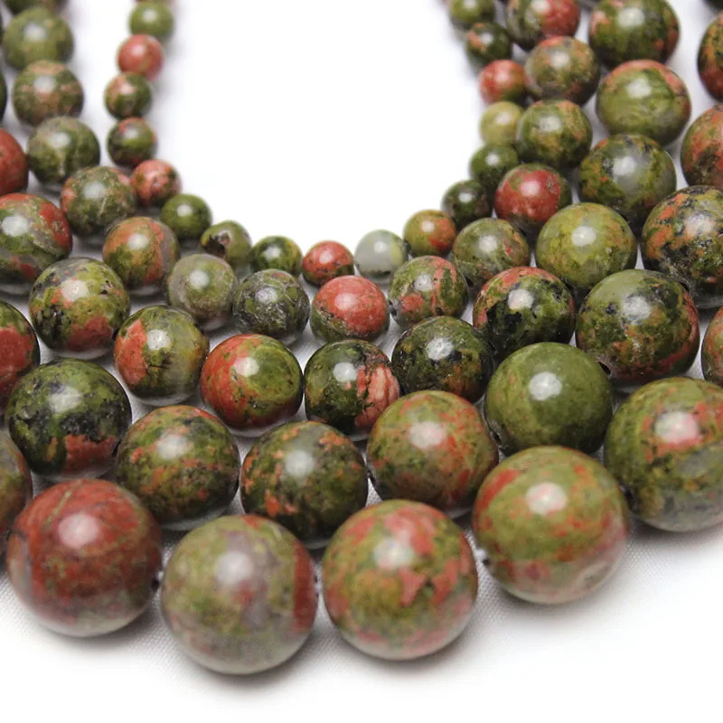 Natural Unakite Stone A+ Quality Loose Spacer Round Beads For Jewelry Making Accessories DIY Necklace Bracelet 4/6/8/10/12mm