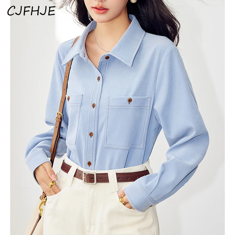 CJFHJE Spring Fashionable Temperament Women's Commuting Shirt Korean Versatile Casual Loose Fitting Women Long Sleeved Shirt Top