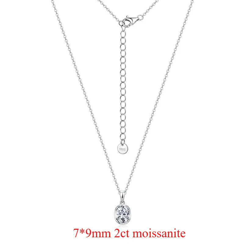 Smyoue Trendy 0.5-2CT Oval Cut Moissanite Necklace for Women Sparking Lab Diamond Pigeon Egg Choker Chain 925 Silver Jewerly
