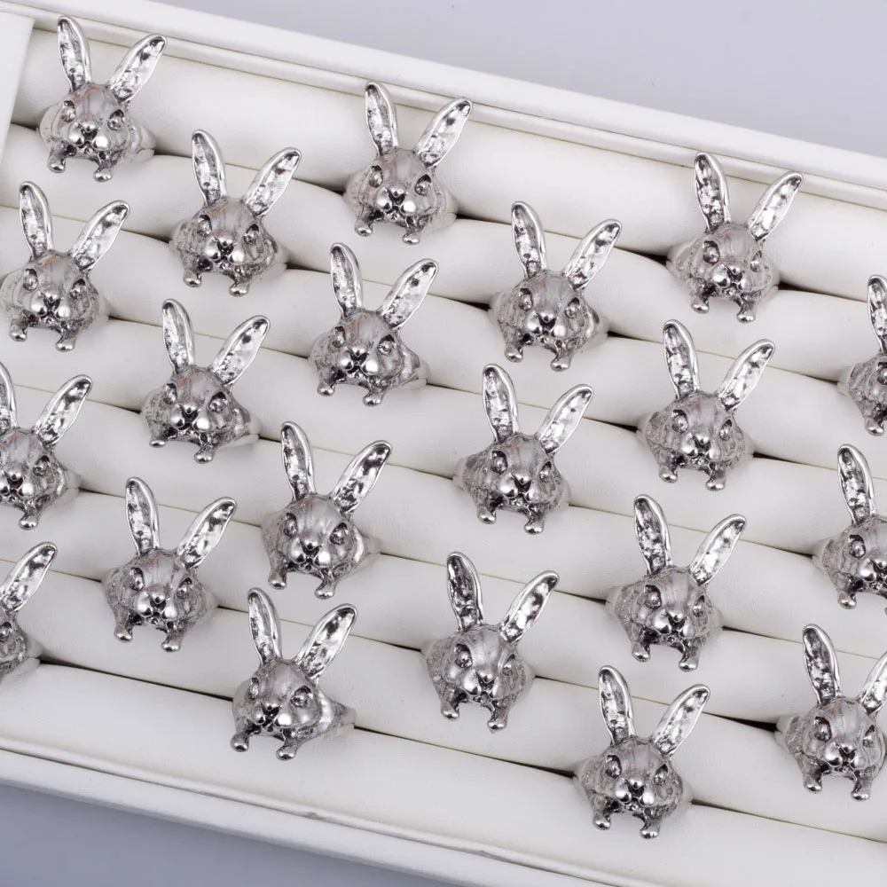 30 Pieces/lot Vintage New Design Product Cute Animal Rabbit Rings 2023 New Design