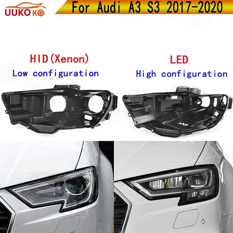For Audi A3 S3 2017-2020 LED HID Car Headlight Base Headlamp House Box Replacement Front Lamp Holder Back Support Auto Parts