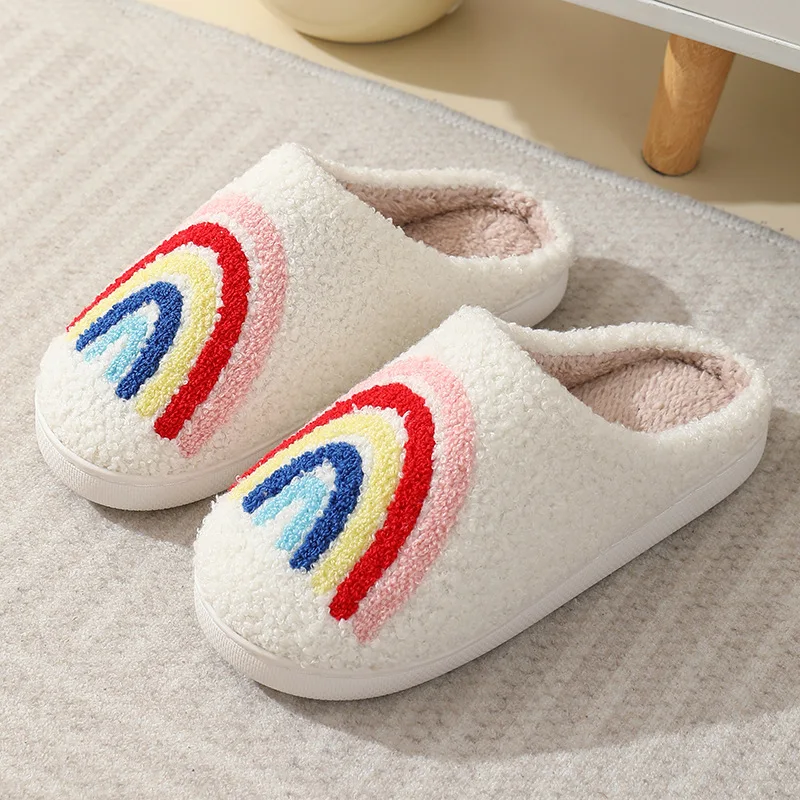 Warm Winter House Slippers Short Plush for Girl Women Cute Fluffy Soft Bedroom Home Ladies Cotton Shoes