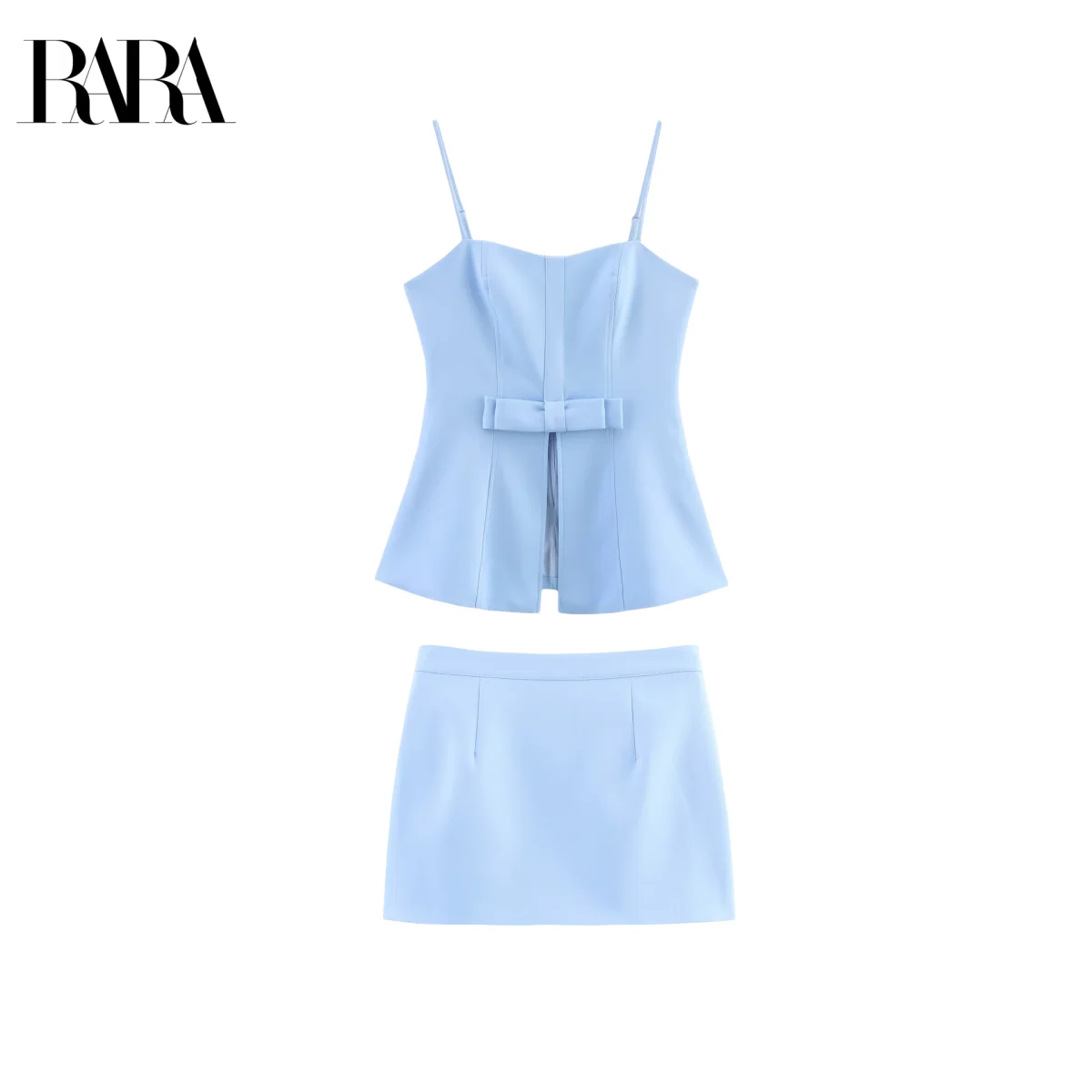

RARA2025 Summer New Women's French Retro Simple Sleeveless Slim Fit Tube Top Camisole High Waist Mini Skirt Suit